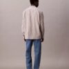 Camisa de botões com riscas em mistura de viscose e nylon Camisa de botões com riscas em mistura de viscose e nylon