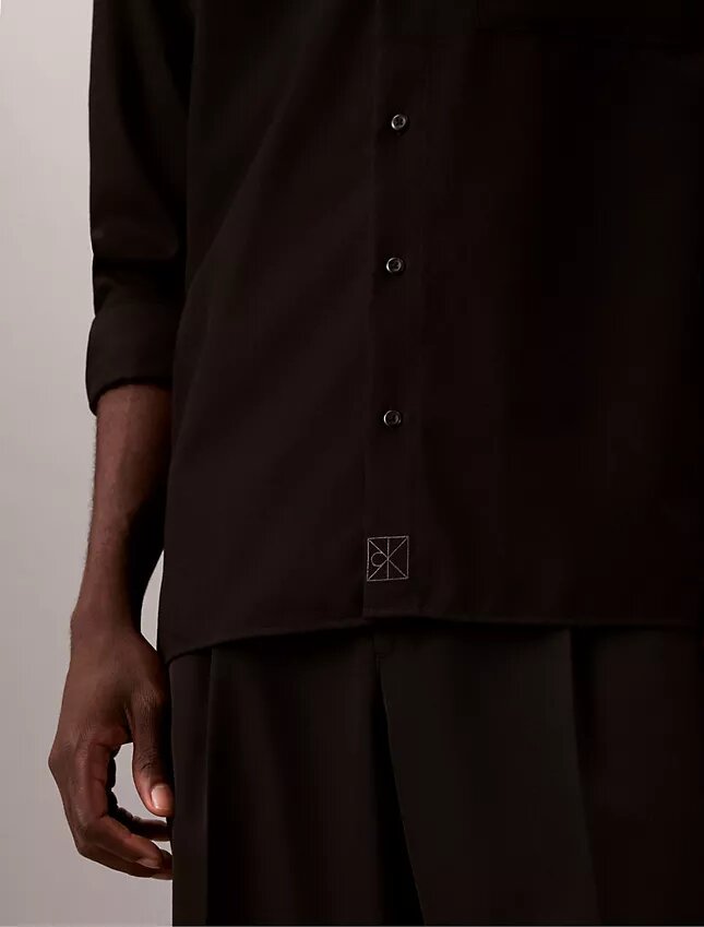 Camisa de botões descontraída em mistura de lã Camisa de botões descontraída em mistura de lã