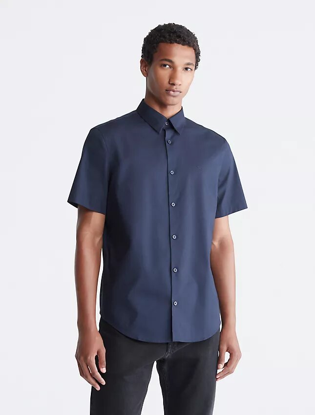 Camisa de botões em algodão Cotton Stretch Camisa de botões em algodão Cotton Stretch