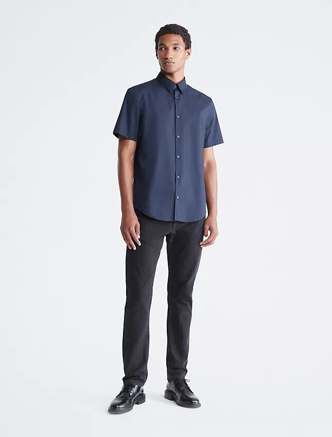 Camisa de botões em algodão Cotton Stretch Camisa de botões em algodão Cotton Stretch