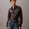Camisa de botões em pele de borrego