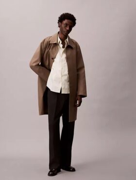 Camisa de botões em popeline de algodão Cotton Stretch às riscas