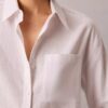 Camisa de botões folgada em mistura de linho Camisa de botões folgada em mistura de linho