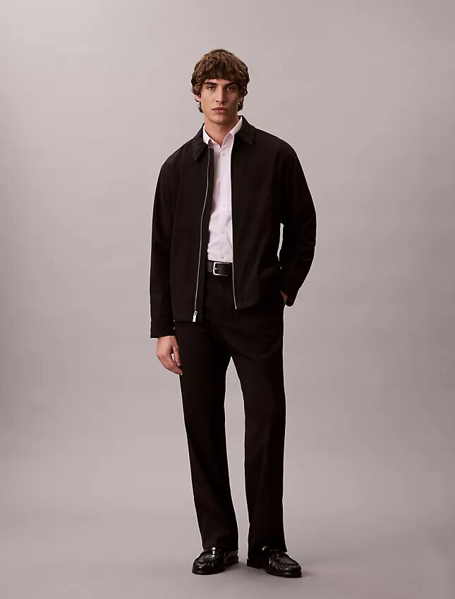 Camisa de botões justa em algodão elástico às riscas Camisa de botões justa em algodão elástico às riscas