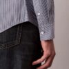 Camisa de botões justa em algodão elástico às riscas Camisa de botões justa em algodão elástico às riscas