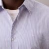 Camisa de botões justa em algodão elástico às riscas Camisa de botões justa em algodão elástico às riscas