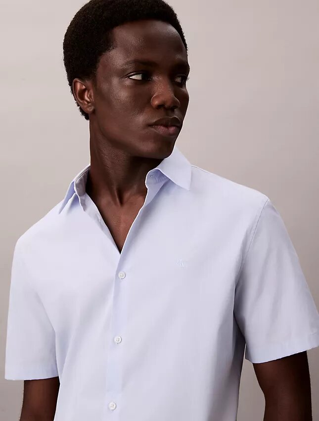 Camisa de botões justa em Cotton Stretch Camisa de botões justa em Cotton Stretch