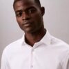 Camisa de corte justo com botões em azul-marinho liso Camisa de corte justo com botões em azul-marinho liso