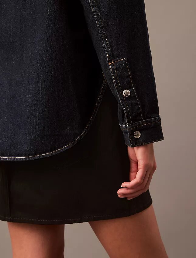 Camisa de Denim descontraída com botões Camisa de Denim descontraída com botões