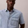 Camisa de Denim utilitária com botões Camisa de Denim utilitária com botões