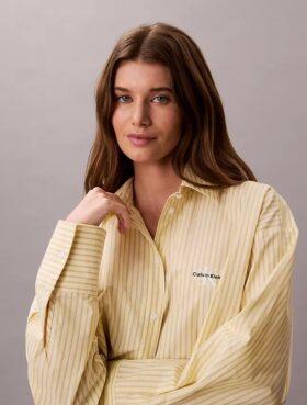 Camisa de dormir curta em popeline de algodão