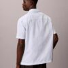 Camisa de dormir descontraída com botões em seersucker Camisa de dormir descontraída com botões em seersucker