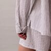 Camisa de dormir folgada de popeline de algodão com botões