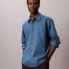 Camisa de flanela mesclada com botões e corte descontraído Camisa de flanela mesclada com botões e corte descontraído