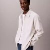 Camisa de flanela mesclada com botões e corte descontraído Camisa de flanela mesclada com botões e corte descontraído