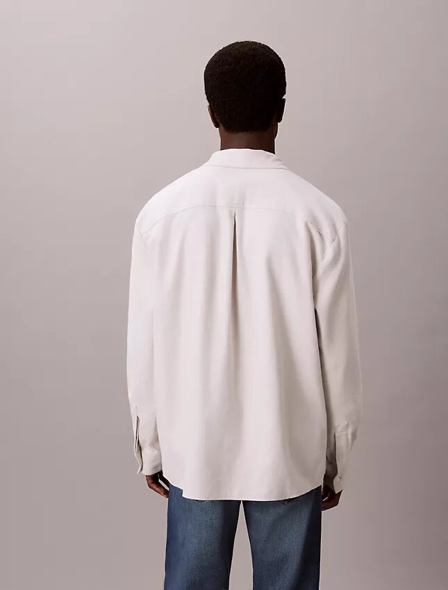 Camisa de flanela mesclada com botões e corte descontraído Camisa de flanela mesclada com botões e corte descontraído