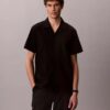 Camisa de linho e algodão de manga curta com botões Camisa de linho e algodão de manga curta com botões
