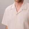 Camisa de linho e algodão de manga curta com botões Camisa de linho e algodão de manga curta com botões