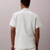 Camisa de linho e algodão de manga curta com botões Camisa de linho e algodão de manga curta com botões