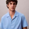 Camisa de linho e algodão de manga curta com botões Camisa de linho e algodão de manga curta com botões