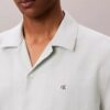Camisa de linho e algodão de manga curta com botões Camisa de linho e algodão de manga curta com botões