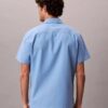 Camisa de linho e algodão de manga curta com botões Camisa de linho e algodão de manga curta com botões