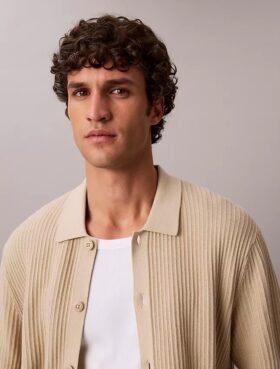Camisa de malha de algodão com botões