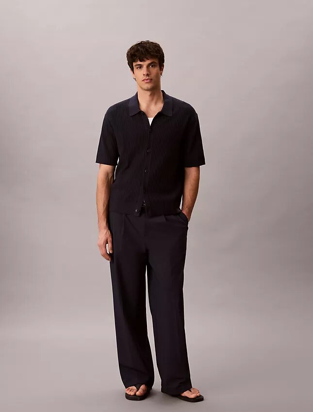Camisa de malha de algodão com botões Camisa de malha de algodão com botões