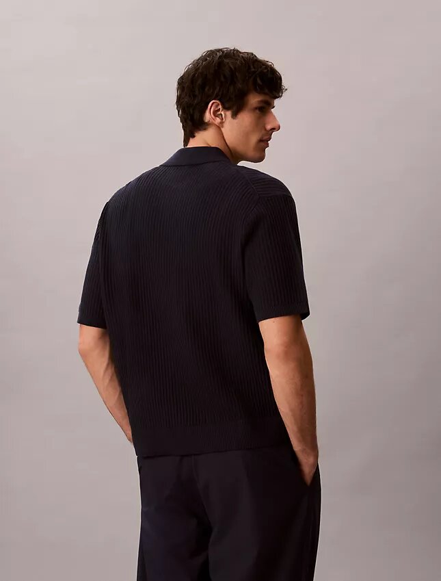 Camisa de malha de algodão com botões Camisa de malha de algodão com botões
