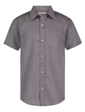 Camisa de manga curta com botões e riscas para meninos