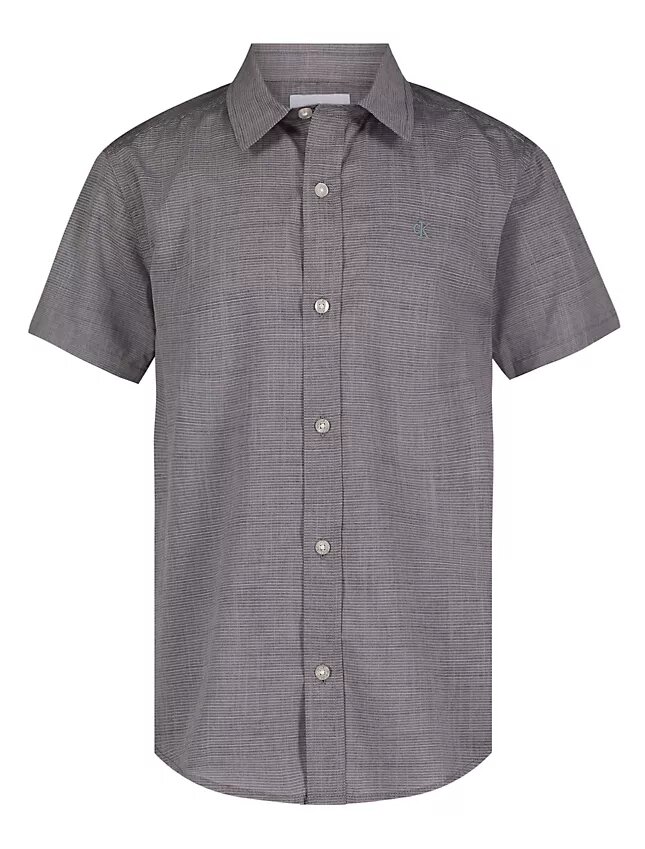 Camisa de manga curta com botões e riscas para meninos Camisa de manga curta com botões e riscas para meninos