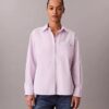 Camisa de popeline de algodão com botões e corte descontraído Camisa de popeline de algodão com botões e corte descontraído