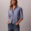 Camisa de popeline de algodão com botões e corte largo Camisa de popeline de algodão com botões e corte largo