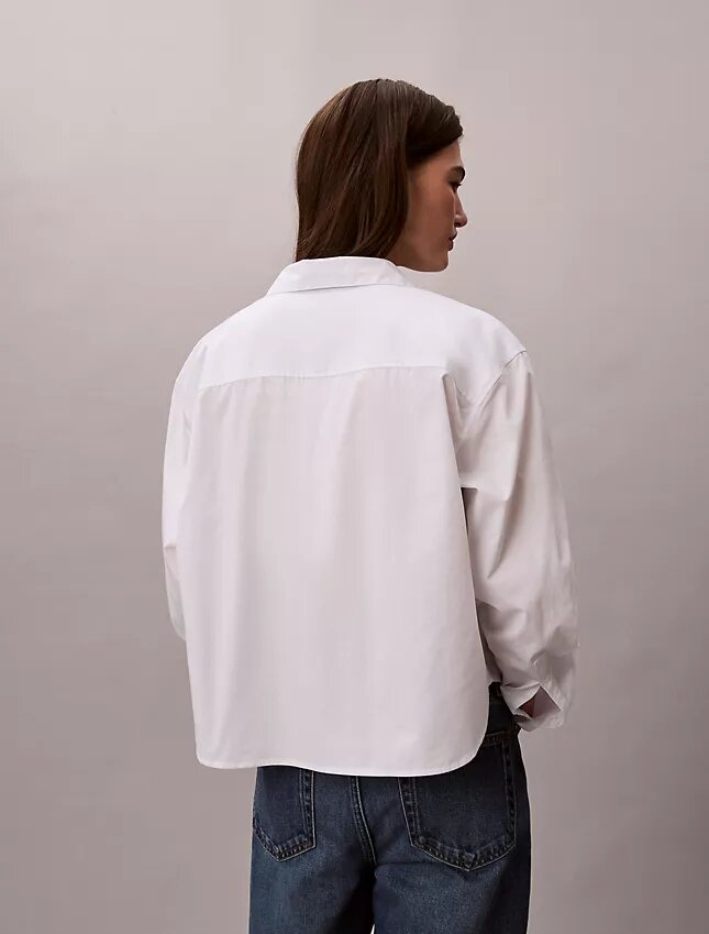 Camisa de popeline de algodão com botões e corte largo Camisa de popeline de algodão com botões e corte largo