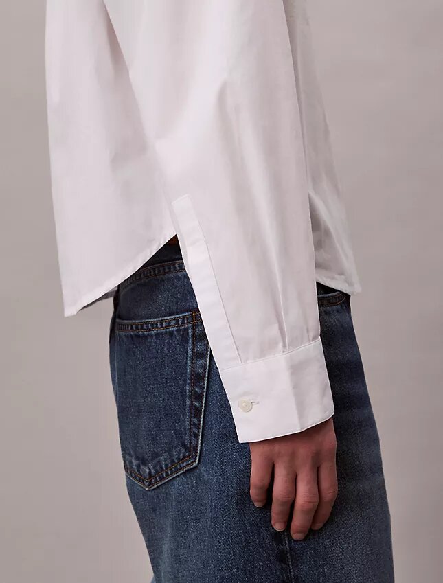 Camisa de popeline de algodão com botões e corte largo Camisa de popeline de algodão com botões e corte largo