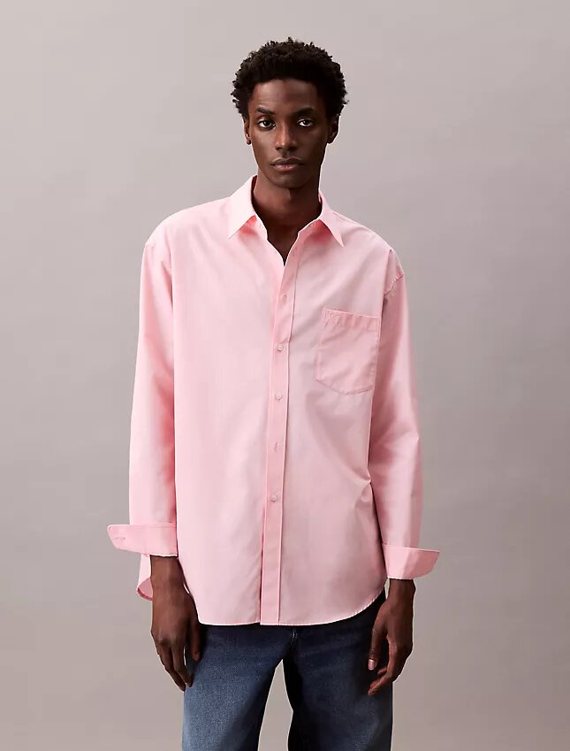 Camisa de popeline de algodão oversized com botões Camisa de popeline de algodão oversized com botões