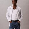 Camisa de popeline de algodão às riscas com botões Camisa de popeline de algodão às riscas com botões