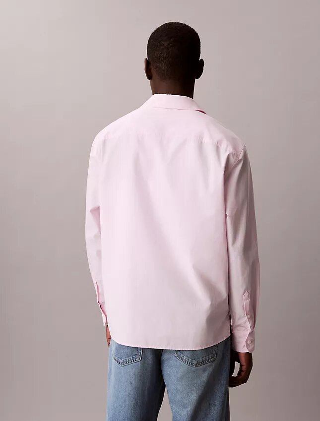 Camisa de popeline lavado com botões e corte descontraído Camisa de popeline lavado com botões e corte descontraído