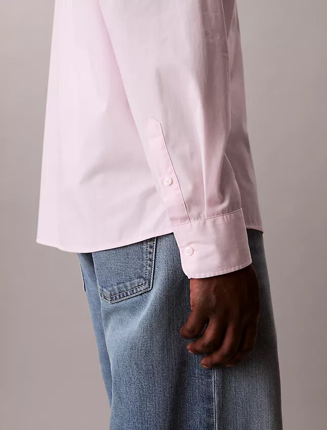 Camisa de popeline lavado com botões e corte descontraído Camisa de popeline lavado com botões e corte descontraído