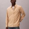 Camisa de popeline lavado com riscas e botões