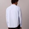 Camisa de popeline lavado com riscas tingidas no fio Camisa de popeline lavado com riscas tingidas no fio
