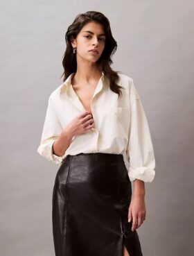 Camisa Descontraída com Botões em Mistura de Viscose