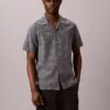 Camisa Descontraída de Algodão e Linho com Gola Camp Camisa Descontraída de Algodão e Linho com Gola Camp