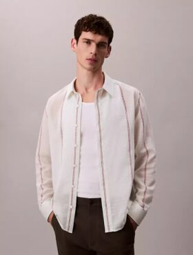 Camisa Descontraída de Algodão e Nylon