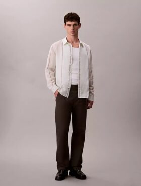 Camisa Descontraída de Algodão e Nylon