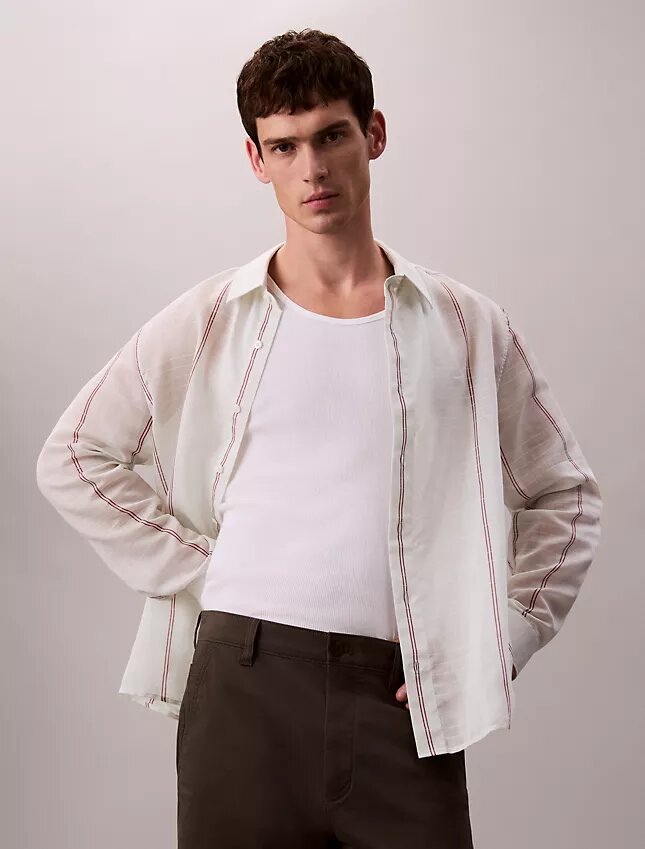 Camisa Descontraída de Algodão e Nylon Camisa Descontraída de Algodão e Nylon