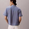 Camisa descontratada com botões em mistura de algodão Camisa descontratada com botões em mistura de algodão