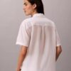 Camisa descontratada com botões em mistura de algodão Camisa descontratada com botões em mistura de algodão