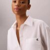 Camisa em popeline de algodão com logótipo em jacquard