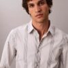 Camisa Justa Elástica Supima com Risca Tingida no Fio